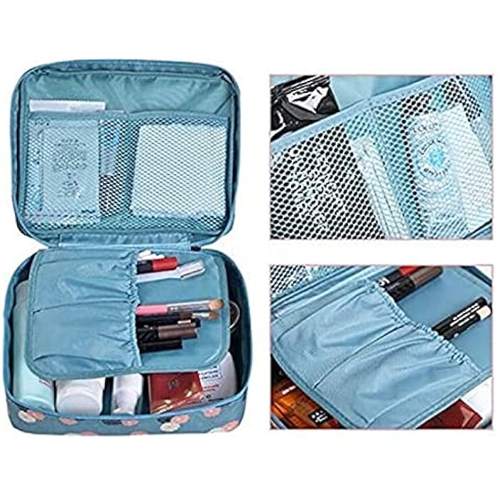 eWINNER Portable Waterproof Travel Multifunction Cosmetic Bag for Women, Blue Daisy - Image 5